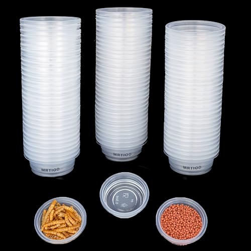 Lizard Crested Gecko Food Water Feeding Cups, 100 pcs, 0.5oz | Reptile Feeder Bowls, for Lizard and Other Small Pet Ledge Accessories Supplies