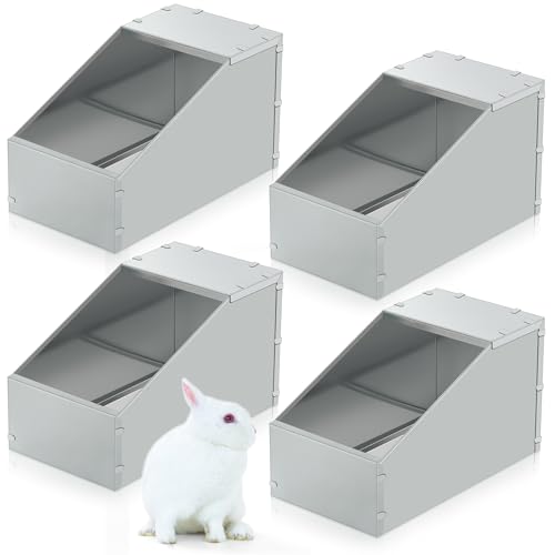 4 Pcs Galvanized Metal Rabbit Nesting Box Bunny Nest Hutch Hideout with Removable Acrylic Floor Breeding Natural Burrow Den Alternative for Rabbit Guinea Pigs Chinchillas (20 * 14 * 12 Inch) - size: 20"L x 14"W x 12"H
