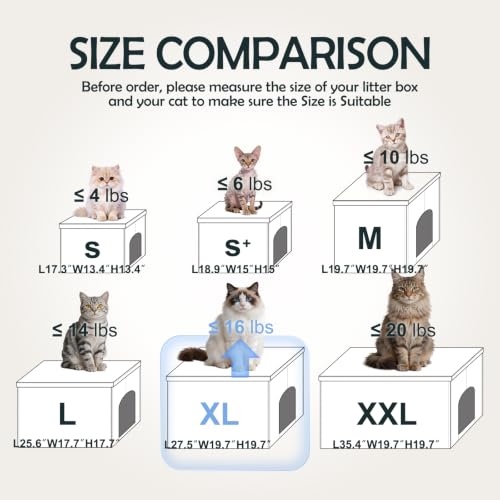 MEEXPAWS Cat Litter Box Enclosure Furniture Odor Control, Large | XL Hidden Cat Litter Box Bench Ottoman, Cabinet Dog Proof, Waterproof Inside, Easy Clean, Easy Assembly, Black - color: Black, size: XL 27.5'' x 19.6'' x 19.6''