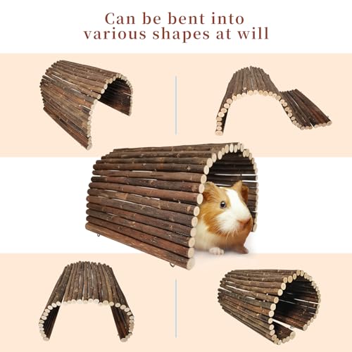 Guinea Pig Hideout Rabbit Hide Rat Cage Accessories Extra Large Wooden Tunnel Hut Hideaway for Pig Hideout Tortoise Hedgehog Ferret and Chinchilla