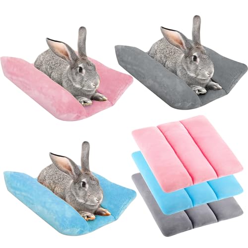 Weysat 3 Pack Rabbit Bed 15.7x14 Inch Soft Thickened Bunny Mat Concave | Plush Cushion for Cage Sleeping, Indoor Outdoor Use, Comfortable Concave Design, Thickened Padding for Small Pets Warmth