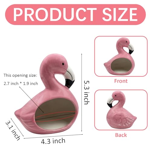 Flamingo Shaped Ceramic Bowl, Pink Tropical-Themed Storage Container, Versatile Organizer for Jewelry, Candy, Hair Ties, Keys
