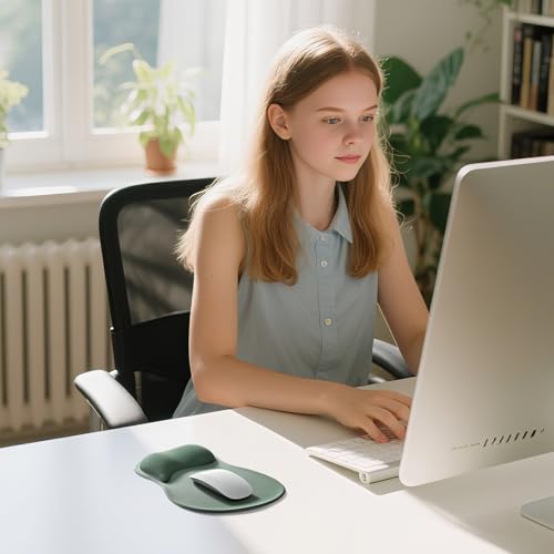 EooCoo Mouse Pad with Gel Wrist Rest, Ergonomic Mousepad Wrist Alignment | Middle Concave Design for Natural Wrist Alignment, Non-Slip Base Mousepad, Carpal Tunnel Relief, Office Desk Accessories - color: Green