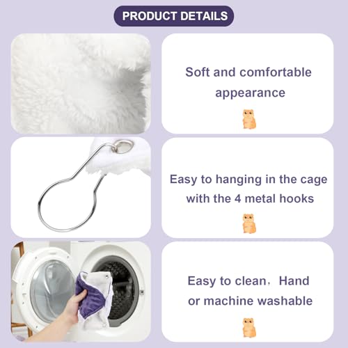 7.9x7.9Inch Guinea Pig Hammock, Rat Hammock & Ferret Hammock for Cage - Small Animal Hanging Bed with Metal Hooks for Chinchilla, Sugar Glider, Parrot (Bunk Bed Design,Small) | Soft arctic fleece, sleep/hide/play, machine washable, hooks easy hang, 7.9"x7