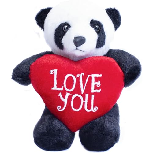8 inch Adorable Valentine Stuffed Animal with Love You Heart for Loved Ones -Premium Huggable Animal (Panda with Heart) - style: Panda