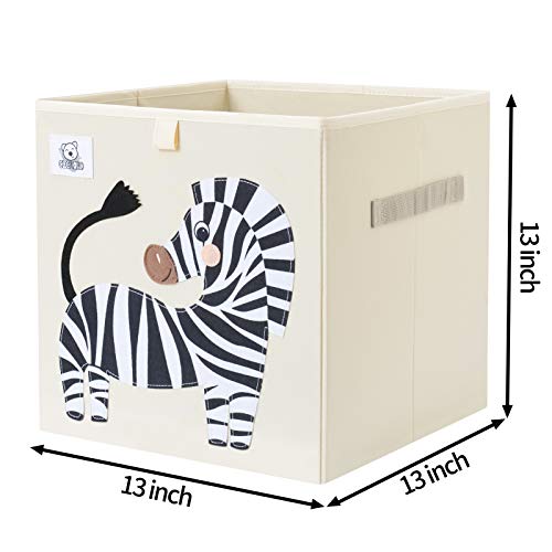 13 Inch Animal Cube Storage Bins, Foldable Fabric Kids Toy Box & Toy Chest | Kids Storage Cubes, Toy Storage Organizer Basket for Toddlers, Boys and Girls, Playroom and Nursery (Zebra) - color: Zebra