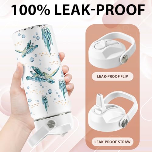 Turtle Gifts for Turtle Lovers, 16 oz Water Bottle with Straw Lid, Stainless Steel Insulated Sea Turtles Tumbler, Ocean Turtles Water Bottle for Turtle Lovers (1pcs) - color: Sea Turtle