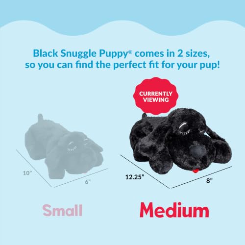 Snuggle Puppy Heartbeat Dog Toy for Puppies, Real-Feel Heartbeat, Calming Sleep Aid and Crate Training Comfort Toy with Heat Pack, Black Plush Design | Calming heartbeat toy, crate training comfort, heat pack, new puppy essentials, first nights, sleep, me