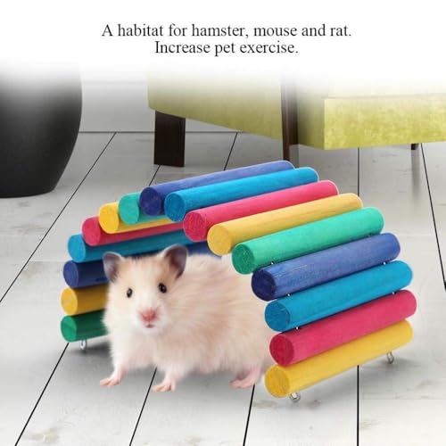 PIVBY 2PCS Wooden Hamster Bridge, Flexible Natural Wooden Ladder Bridge Tunnel Hideout, Hamster cage Accessories for Small Animals Guinea Pig, Rat, Chinchilla, Gerbil, Mice, Mouse (Colorful) - color: 2 PCS, Colored wood