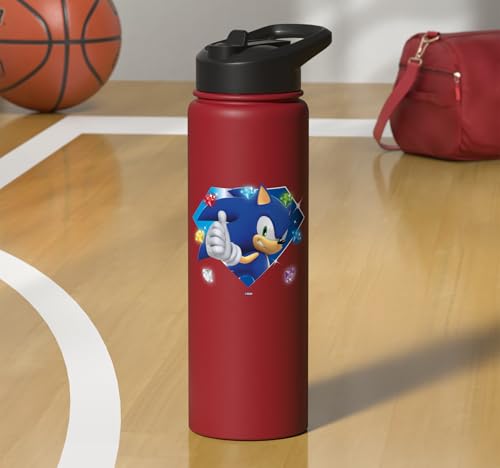 Sonic the Hedgehog 35th Anniversary Emerald Legacy Stainless Steel Insulated Water Bottle - color: Red