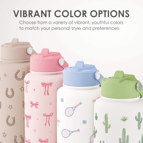 Pride Water Bottle Stainless Steel 32oz with Lid & Straw, Rainbow Polka Dots Insulated Bottles Gifts for Women Men LGBT Month Christmas Birthday LGBT Awareness Month - color: LGBT 1