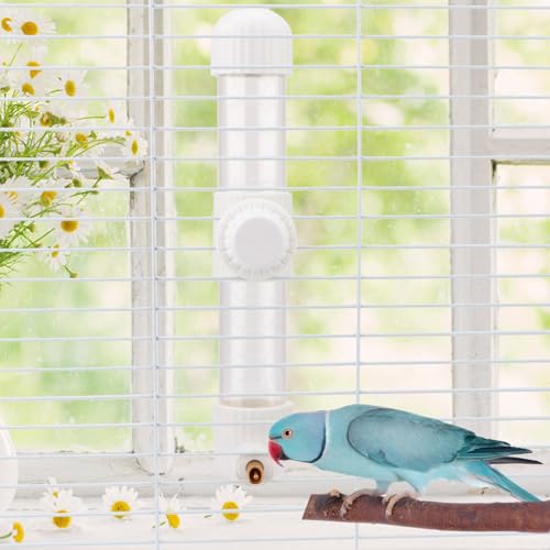 Hypeety Leak-Proof Bird Water Bottle for Cage Clear No Spill Bird Dispenser | Automatic no-drip bottle, with spring valve, 9.4 fl oz/280 ml, white, for small parrots/budgies/cockatiels/lovebirds/parakeet - size: 9.4 oz/280 ml