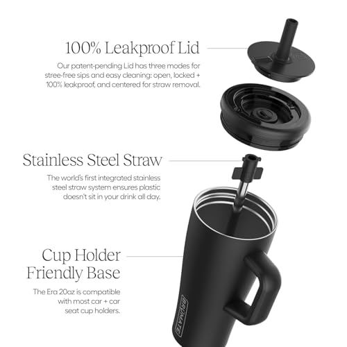BrüMate Era 20 oz Tumbler with Handle and Straw | 100% Leakproof Insulated Tumbler with Lid and Straw | Made of Stainless Steel | Cup Holder Friendly Base | 20oz (Java) - color: Java, size: 20oz