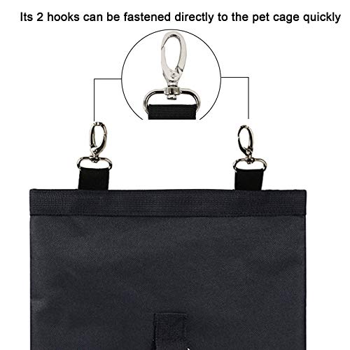 Rabbit Hay Feeder Bag Hanging Hay Rack (Black, 2 Windows) | Guinea Pigs Manger Holder Dispenser Small Animal Feeder Storage Pouch for Bunny Chinchilla Hamster - color: Black