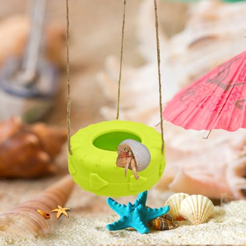 Colours Hermit Crab Tire Swing,Suction Cup Hook Climbing Toy,Hermit Crab Terrarium Accessories - A Must-Have for Any Reptile Amphibian Small Aquatic Animals Lover(Yellow) - color: Yellow