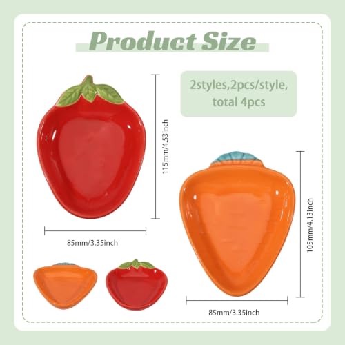 4 Pack Hamster Ceramic Food Bowl, Cute Fruit Shaped Small Animal Food Dish, Pet Feeding Bowl for Hamster, Hedgehog, Gerbil, Guinea Pig