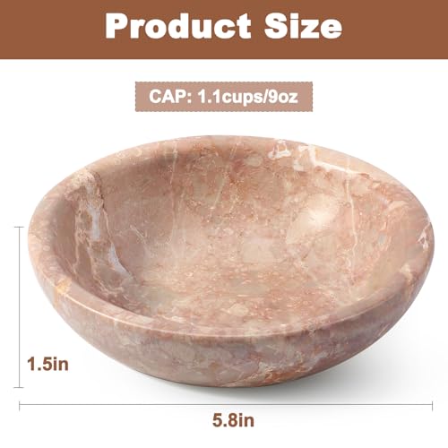 Natural Marble Cat Bowl, Weighted 1.5lb Cat Food Bowl for Cat and Small Dog, Small Animal Pet Food Dish Non-Slip, Shallow Dish for Whisker Fatigue Relief, Premium Red Stone for Home Decor - color: Red