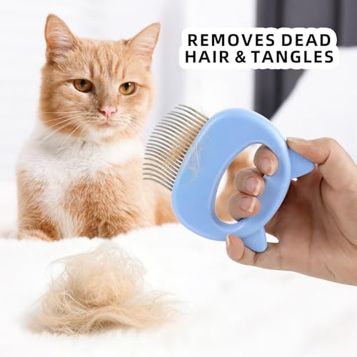 1 Pcs Pet Hair Removal Massaging Shell Comb Soft Deshedding Brush Grooming Tool for Long Short Hair Cat Dog Rabbit (Blue) - color: Blue