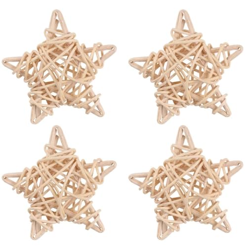 4 Pcs Natural Wicker Rattan Balls Rabbit Chew Toys – Heart-Shaped Bunny Molar Chew Toys for Hamsters, Small Animals, Chinchillas, Tooth Grinding, Pet Activity Toys, Dry Flower Balls for Wedding Decor