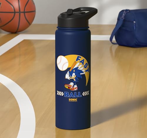 Sonic the Hedgehog - Sonic Fast Ball Stainless Steel Insulated Water Bottle - color: Navy Blue