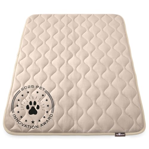 Paw Inspired Washable Padded Crate Mats for Dogs, Beige, 47x29 Inch | Fits 48-inch Kennels, Leakproof, Waterproof Bottom, Plush Dog Pad, Pet Bed - color: Tan, size: 48 Inch