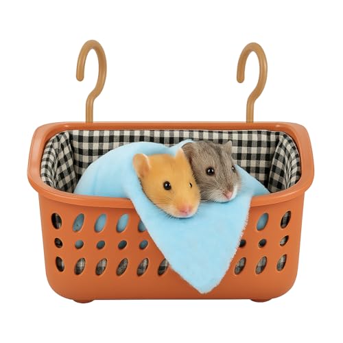 JWShang Rat Hammock for Cage, Chew Proof Hanging Basket Bed with Sturdy Hooks, Pet Cage Accessories, Safe Cozy Small Animal Rodent Hammock for Sugar Glider Mice Snuggling Sleeping - color: Pink, size: Large