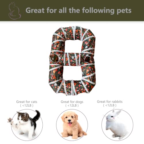 8-Shaped Cat Tunnel Toy Interactive Foldable Playhouse Maze Toys for Cats, Kittens, Rabbits & Small Pets with Playing Balls Collapsible Play Tube for Indoor Fun & Exercise (Brown) - color: brown
