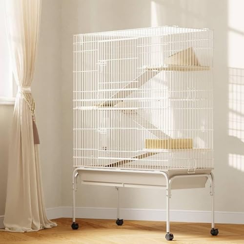 4-Tier Guinea Pig Cage, 55" H Large Nation Cage with Water Bottle, Bowl, Deep Tray, Metal Small Animal Cages On Wheels for Chinchillas, Guinea Pigs, Rabbit, Rat, Sugar Glider - size: 55" H