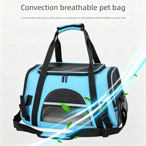 Cat Carrier Bag, Airline Approved Soft Carrier for Cats & Small Dogs | Airline approved pet carrier for pets under 15lb, breathable mesh with privacy cover, lightweight, foldable & washable - color: Blue