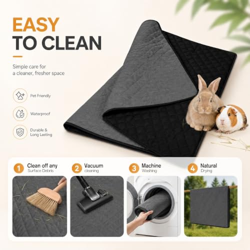 Extra Large Cage Liner for Rabbits, 78.15 X 39.37in Guinea Pig Cage Liners | Washable Bunny Carpet, Leakproof Anti-Slip Absorbent Pee Pads Bunny Mat, Reusable Rabbit Cage Mat for Small Animals - size: 1 Count (Pack of 1)