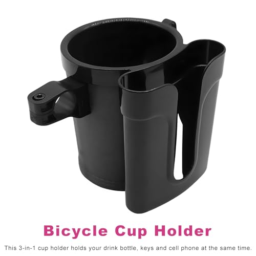 Bike Cup Holder, Motorbike Handlebar Drink Bottle Cage with Cell Phone & Key Holders, Universal Water Bottle Cage Beverage Holder for Most Motorcycles Scooters Bikes (Black) - color: Black