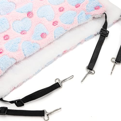 Covzoe 6 Pieces Cat Hammock for Cage, Reversible Soft Pet Hanging Bed | Double Sided Pet Sleeping Hammock with Adjustable Strap for Cat Ferret Puppy Rabbits Small Animals