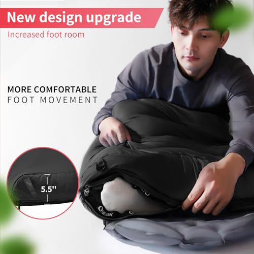 Down Sleeping Bag for Adults, 600 Fill Power Ultralight Backpacking | 600 Fill Power Down,Compact Carry,Ultralight Trail Use,Camping Hiking Backpacking,Cold and Warm Weather Use - color: 1500g Down Filling-Black-Right Zip