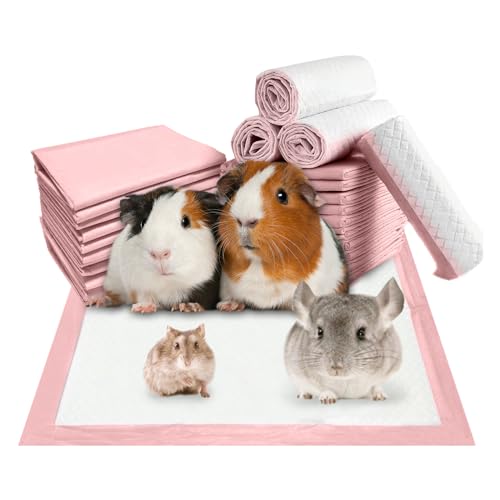 Tfwadmx Rabbit Pee Pads 20 Pcs 18"× 13" Disposable Cage Liners Leak-Proof Super Absorbent Potty Training Pad for Puppy Guinea Pigs Hedgehog Hamsters Chinchillas Cats and Other Small Animals - size: 20 Pcs-18" x 13" (Pink)