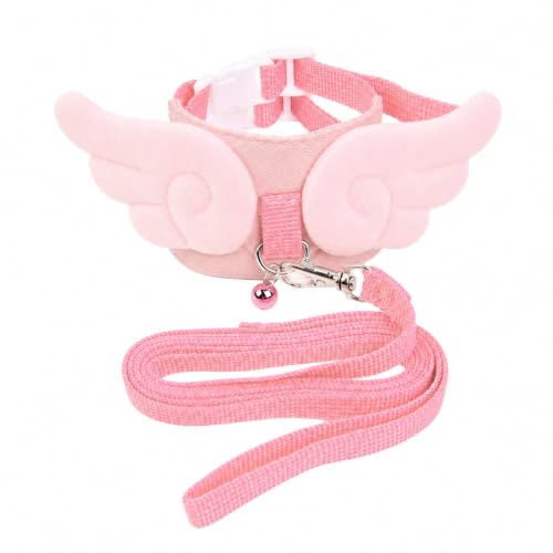 Ferret Harness and Leash Set for Adult Ferrets, Cute Angel Wing Small Animal Vest Harness, Adjustable for Ferrets Kittens Mini Dogs Pink1536-1 - color: Angel Pink