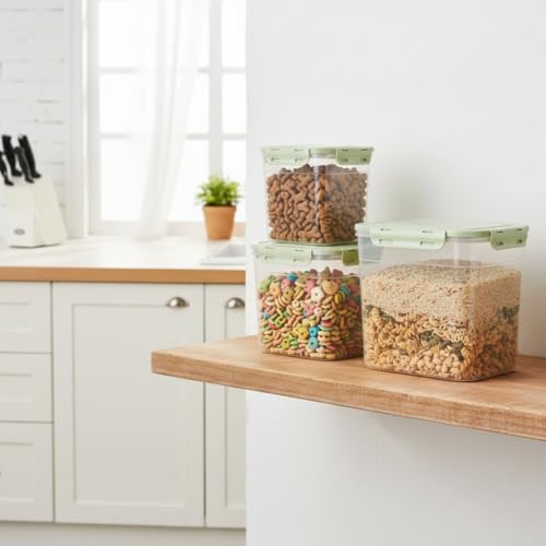 Patelai 6 Pcs Dog and Cat Food Storage Containers with Scoops Set Plastic Pet Food Storage Containers Stackable Airtight Dry for Kitchen 1.27, 2.4, 4 Qt (Green) - color: Green