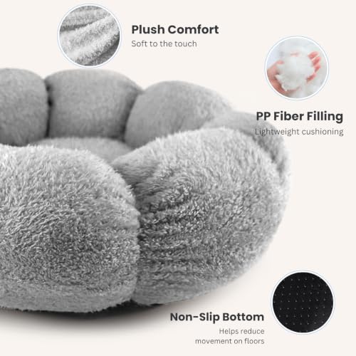 Rabbit Bed for Large Bunny Guinea Pig & Other Small Pets, Gray | Washable Soft Plush Hideout, Cozy Sleeping Bed for Indoor Cage or Playpen Use, Petal Shape - color: Gray