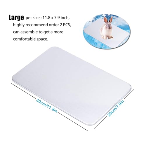 Rabbit Cooling Pad, 12x8 in Self Cooling Mat | for Hamster Guinea Pig Chinchilla Bunny Kitten Cat and Other Small Animal, Pet Cool Ice Bed Plate Perfect for Hot Summer