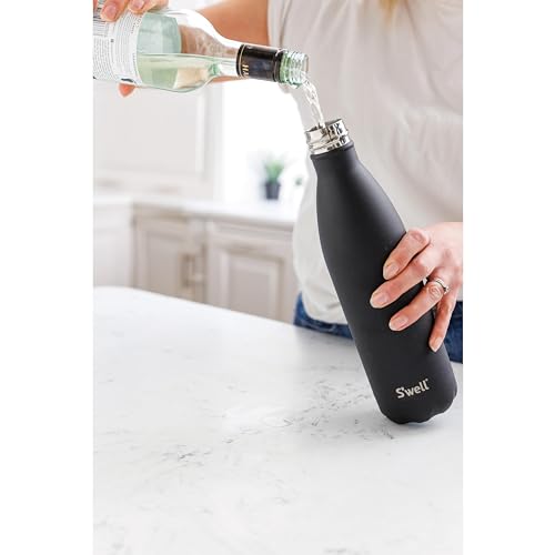 S'well Stainless Steel Water Bottle, 25oz, Onyx, Triple Layered Vacuum Insulated Containers Keeps Drinks Cold for 48 Hours and Hot for 24, BPA Free, Perfect for On the Go - color: Onyx, size: 25 Ounces