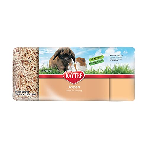 Kaytee Aspen Bedding for Small Animals, 19.7 Liter | Less mess. Aspen hamster bedding. 99.9% dust-free wood shavings, guinea pig bedding, no aromatic oils - size: 19.7 Liter