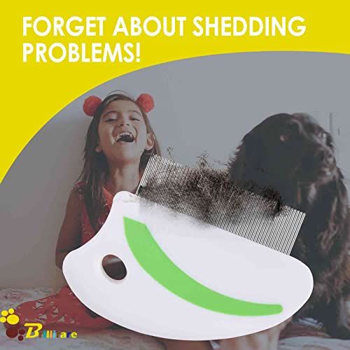 2 Pack Flea Lice Comb, Stainless Steel Dog Cat Grooming Combs with Rounded Teeth, Professional Pet Tear Stain Remover, Dematting Tool for Small, Medium & Large Pets