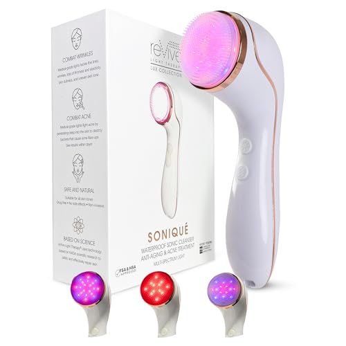 reVive Light Therapy Lux Collection Soniqué Cleanser, Full Size | Sonic Face Cleanser Brush with Medical-Grade Red Light Therapy for Face, Water-Resistant - style: Lux Sonique Cleanser – Full Size