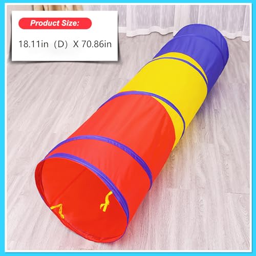 Kids Play Tunnel Tent for Toddlers, Colorful Pop Up Crawl Tunnel Toy Tent for Baby Infant Children or Dog Cat Pets, Indoor & Outdoor Toys for Boy and Girl Backyard Playset - style: Red Yellow Blue