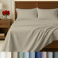 California Design Den 100% Egyptian Cotton Queen Size Bed Sheet Set, Beige | Backed by Good Housekeeping Seal, Light & Airy Soft Sateen, 16" Deep Pocket, All-Around Elastic, Durable, Easy Care 4pc Set - color: Beige, size: Queen
