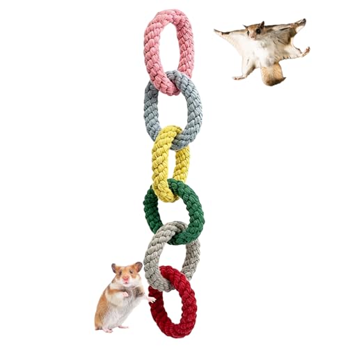 Sugar Glider Toys, Cotton Rope Climbing Rings, Colorful Hanging Toy | Cage Accessories for Rats, Squirrels, Birds & Small Pets – Chewable & Durable, Fun Activity for Enrichment, Easy to Hang