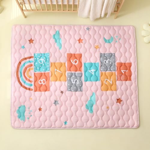 Viviland Baby Mats for Floor, 71x59 Inch Playpen Mat, Thicker & Large Soft Playmat for Baby and Toddlers Infants, Non-Slip & Machine Washable, Cloud Hopscotch - color: Cloud Hopscotch, size: 71" X 59"