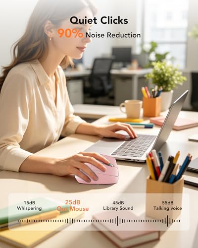 KYSONA Ergonomic Mouse Wireless, Bluetooth Vertical Mouse, 5-Level Adjustable DPI, 2.4G Silent Switch Mice for Windows, MacOS, IPadOS, Laptop, PC, Pink - color: Pink