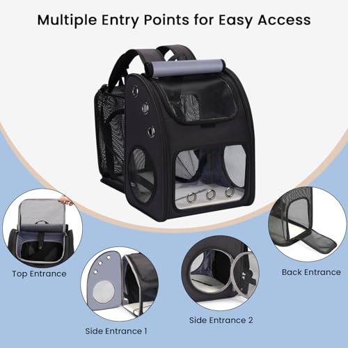 Expandable Cat Backpack Carrier, Large Space, Airline Approved, XL | Pet Carrier Backpack Up to 25 lbs, Portable Cat Travel Backpack, Ideal for Traveling/Hiking /Camping/Vet, Black - color: Black-XL