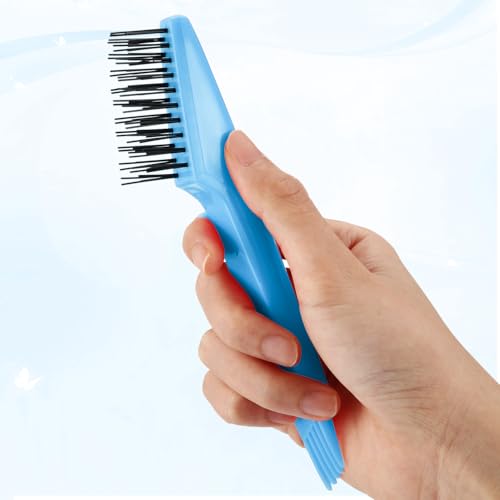 Yaomiao 2 Pcs Hair Brush Cleaner Tool 2-in-1, Light Blue Hairbrush Cleaner for Removing Hair Dust, Mini Comb for Removing Dirt, Home Salon Use - color: Light Blue
