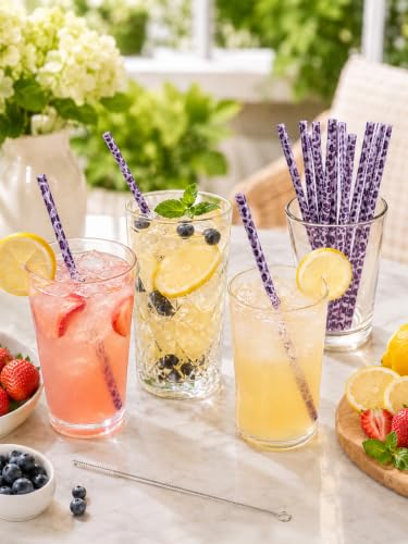 10 Pcs Reusable Leopard Straws Hard Plastic Drinking Straw with Cleaning Brush Leopard Print Animal Drinking Straw Statement Cheetah Animal Straws Birthday Party Favors(Purple) - color: Purple